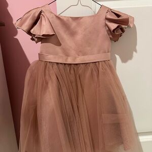 Azazie Kaeya Blush Kids Dress with Flutter Sleeves